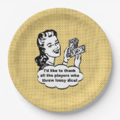 私が感謝していすことを望む黄色くおもしろいなレトロのBunco ペーパープレート (正面)