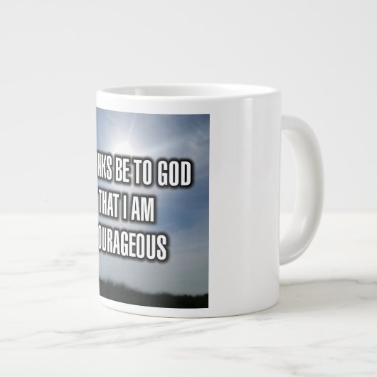 私が感謝してい勇敢なマグカップだと神に祈りなさい ジャンボコーヒーマグカップ (正面右)