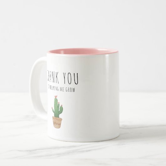 私が成長救済してくれてありがとう、サボテン ツートーンマグカップ (正面左)