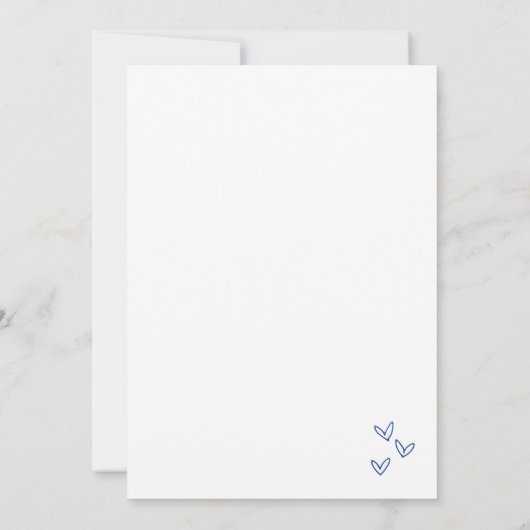 私が描ブライダルシャワーする前に何か青 招待状 (裏面)