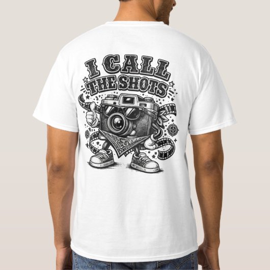 私が撮影する - ブラックカメラTシャツ Tシャツ (裏面)