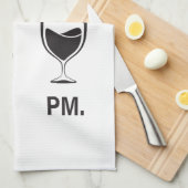 私が時間を伝える方法AMコーヒーとPMワイン キッチンタオル (四つ折り)