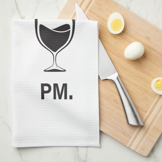 私が時間を伝える方法AMコーヒーとPMワイン キッチンタオル (四つ折り)
