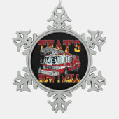 私が普通消防車をいかに転がるか スノーフレークピューターオーナメント (正面)