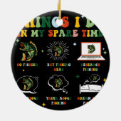 私が暇な時にやること魚釣りおもしろいレトロ セラミックオーナメント (裏面)