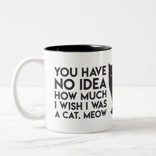 "私が望みますかどの位わかりません私は猫"のマグでした ツートーンマグカップ (左)