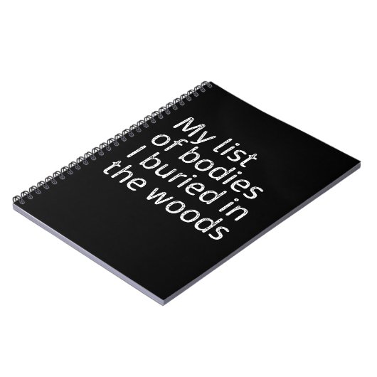 私が森に埋めた体のリスト ノートブック (左側)