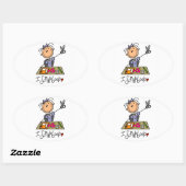 私が楕円形のステッカーを擦り抜く 楕円形シール (シート)