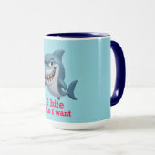 私が欲しい人を噛む – Cartoon おもしろい Shark マグカップ (正面右)