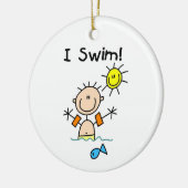 私が泳ぐ棒の姿の男の子 セラミックオーナメント (左)