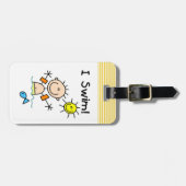 私が泳ぐ棒の姿の男の子 ラゲッジタグ (正面横)