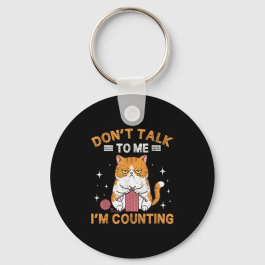 私が猫の悪党を数えている私に話しおもしろいないで キーホルダー (正面)