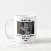 私が猫を好きでいかにパーソナライズしたらいいのか見えない コーヒーマグカップ (左)