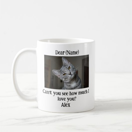 私が猫を好きでいかにパーソナライズしたらいいのか見えない コーヒーマグカップ (左)