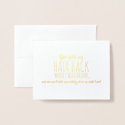 私が生まれ飲た時おもしろい- Bridesmaid Proposed 箔カード (封筒付き正面)