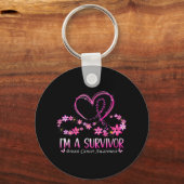 私が生存中の乳がん認識度ピンク キーホルダー (正面)