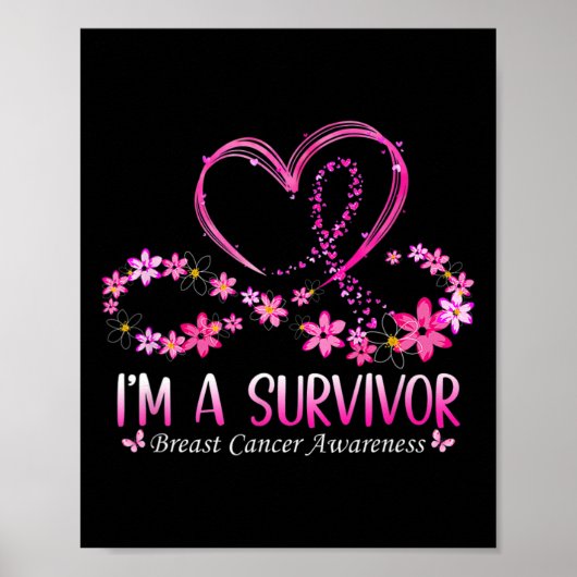 私が生存中の乳がん認識度ピンク ポスター (正面)