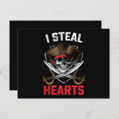 私が盗むハート海賊バレンタインデー愛ボーイガール ポストカード (正面/裏面)