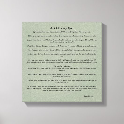 私が目を閉じると キャンバスプリント (正面)