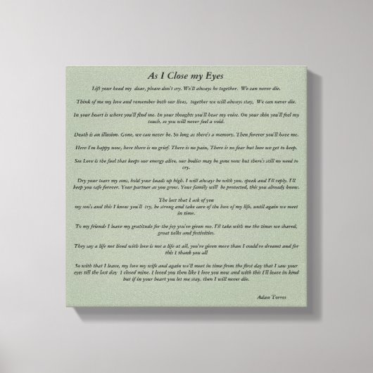 私が目を閉じると キャンバスプリント (正面)