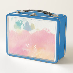 私が目覚めた上で見た何をモノグラム  メタルランチボックス