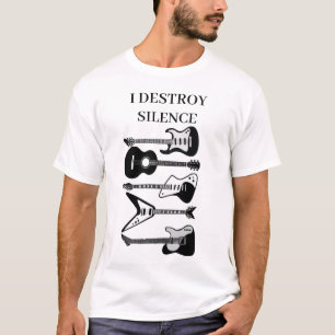 私が破壊する沈黙ギターギタリスト男性の女性ギタ Tシャツ