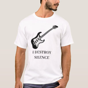 私が破壊する沈黙ギターギタリスト男性の女性ギタ Tシャツ