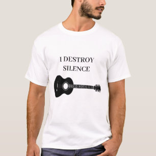 私が破壊する沈黙ギターギタリスト男性の女性ギタ Tシャツ