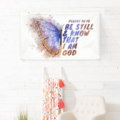 私が神であることを、今でも信じてください。女性の蝶  横断幕 (インサイチュ)