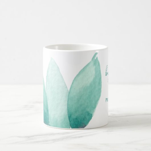 私が神である事を知り続けなさい詩篇46:10ティール(緑がかった色) コーヒーマグカップ (中央)