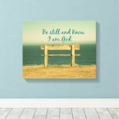 私が神の聖書の聖句であることを今でも知っている キャンバスプリント (インサイチュ (ウッドフロア))