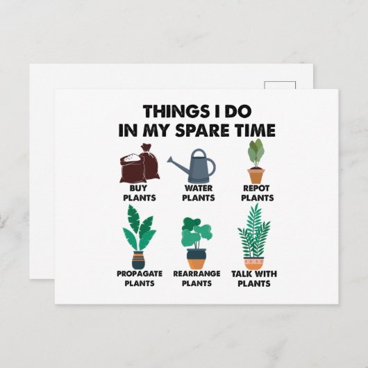 私が私の予備の時間で行うこと植物の恋人のギフト ポストカード (正面/裏面)