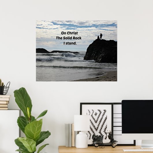 私が立つ無地の岩の上に！ ポスター (ホームオフィス)