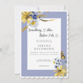 私が素朴ブライダルシャワーする前に何か青 招待状 (正面)