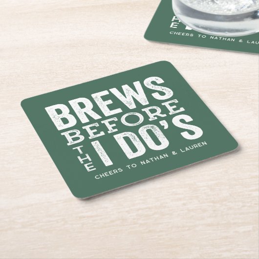 私が緑のプリーズを行う前に結婚ブー スクエアペーパーコースター (アングル)