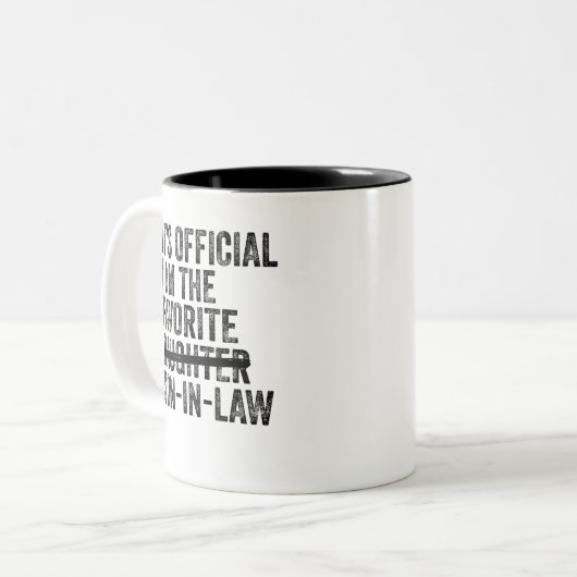 私が義理お気に入りの息子だおもしろい ツートーンマグカップ (正面左)