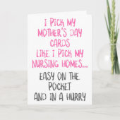 私が老人ホームを選ぶように、母おもしろいの日 カード (正面)