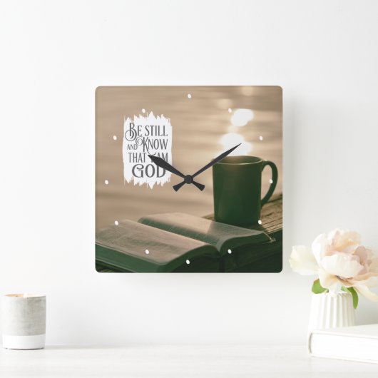 私が聖書の神であることを静かにして知っている スクエア壁時計 (ホーム)