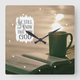 私が聖書の神であることを静かにして知っている スクエア壁時計
