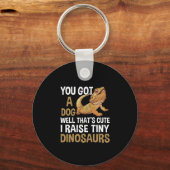 私が育おもしろいてる小さな恐竜の髭を生やしたドラゴンペット キーホルダー (正面)