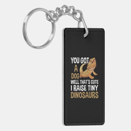 私が育おもしろいてる小さな恐竜の髭を生やしたドラゴンペット キーホルダー (正面左)