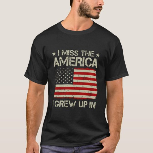私が育ち恋しく思たアメリカの旧米国国旗 Tシャツ (正面)