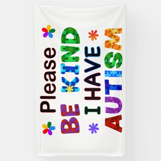 私が自閉症の場合は親切にしてください 横断幕 (縦)