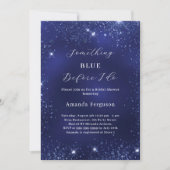 私が行う前に何か青いグリッターブライダルシャワー 招待状 (正面)