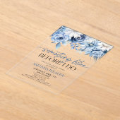私が行う前に何か青いフローラブライダルシャワー アクリル招待状 (レイダウン)