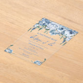 私が行う前に何か青いフローラブライダルシャワー アクリル招待状 (レイダウン)