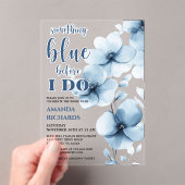 私が行う前に何か青いフローラブライダルシャワー アクリル招待状 (インサイチュ (ポータブル))