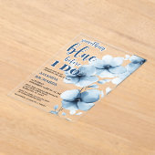 私が行う前に何か青いフローラブライダルシャワー アクリル招待状 (レイダウン)