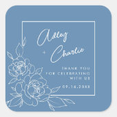 私が行う前に何か青いフローラブライダルシャワー スクエアシール (正面)