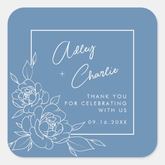 私が行う前に何か青いフローラブライダルシャワー スクエアシール (正面)